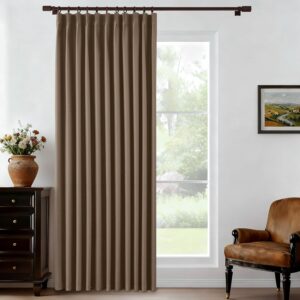 Brown Pinch Pleated Full Blackout Window Curtain Panel
