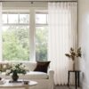 Cream Ivory Pinch Pleated Sheer Linen Curtain Panel