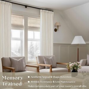 Cream Pinch Pleated Window Curtain Panels - Image 2