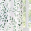 Green Leaf Print White Room Darkening Curtain Panel