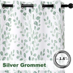 Green Leaf Print White Room Darkening Curtain Panel - Image 7