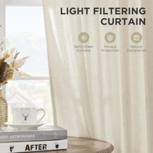 Ivory Linen Blend Light Filtering Curtain Panels - Image 3