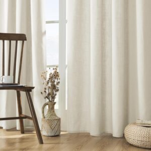Ivory Linen Blend Light Filtering Curtain Panels