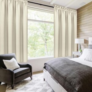 Light Beige Rod Pocket Blackout Curtain Panel Pair - Image 3
