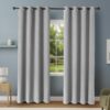 Light Gray Solid Blackout Curtain Panels with Grommets