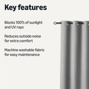 Light Gray Solid Blackout Curtain Panels with Grommets - Image 3