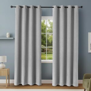 Light Gray Solid Blackout Curtain Panels with Grommets