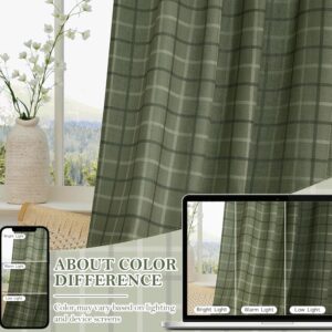 Moss Green Plaid Checkered Light Filtering Window Curtains - Image 2