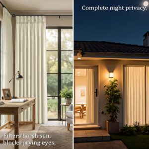 Natural Pinch Pleated Light Filtering Curtains - Image 9