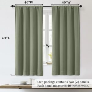 Sage Green Solid Blackout Rod Pocket Curtains - Image 2