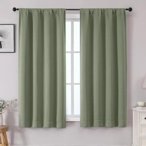 Sage Green Solid Blackout Rod Pocket Curtains