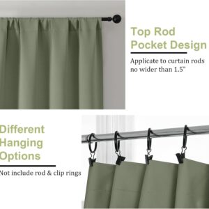 Sage Green Solid Blackout Rod Pocket Curtains - Image 5