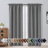 Solid Grey Blackout Rod Pocket Curtains For Bedroom And Living Room