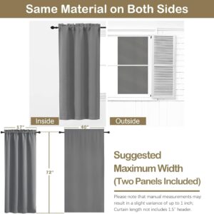 Solid Grey Blackout Rod Pocket Curtains For Bedroom And Living Room - Image 2