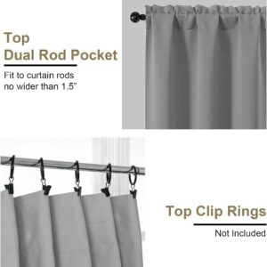 Solid Grey Blackout Rod Pocket Curtains For Bedroom And Living Room - Image 4