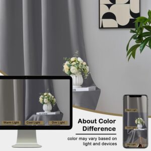 Solid Grey Blackout Rod Pocket Curtains For Bedroom And Living Room - Image 7