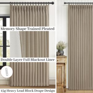 Taupe Pinch Pleated Room Darkening Curtains Two Panel Set - Image 3