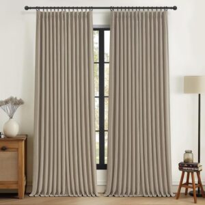 Taupe Pinch Pleated Room Darkening Curtains Two Panel Set