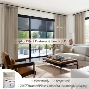 Taupe Pinch Pleated Room Darkening Curtains Two Panel Set - Image 4