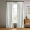 White Pleated Blackout Window Curtains