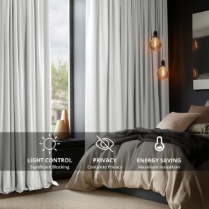 White Pleated Blackout Window Curtains - Image 3