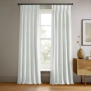 White Pleated Blackout Window Curtains