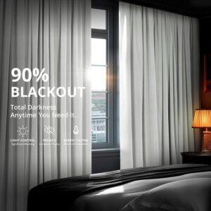 White Pleated Blackout Window Curtains - Image 4